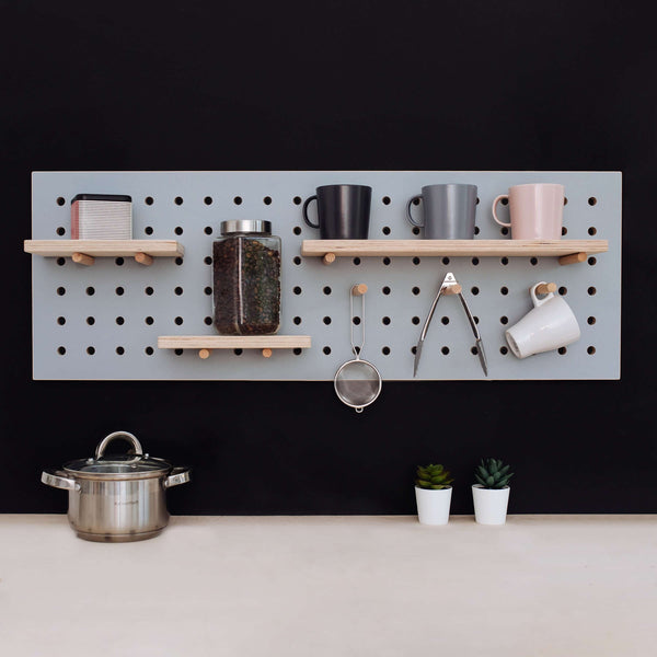 Large Colorful Wooden Pegboard Wall Shelves Organizer - Iwoodliving