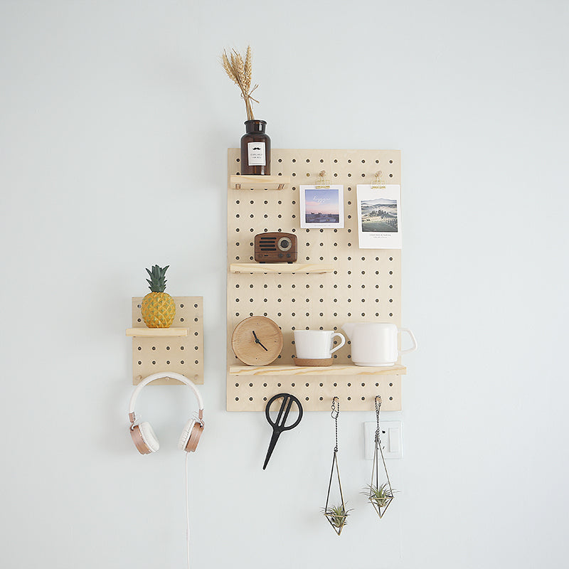 Large Colorful Wooden Pegboard Wall Shelves Organizer - Iwoodliving